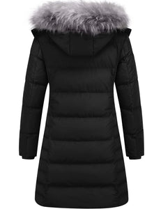 Black Puffer Parka Hooded Winter Jacket