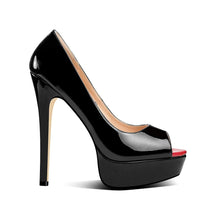 Load image into Gallery viewer, Black High Heel Pointy Heel Pumps