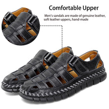 Load image into Gallery viewer, Black Men&#39;s Leather Outdoor Summer Sandals