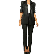 Load image into Gallery viewer, Black Faux Leather Front Slit Pants