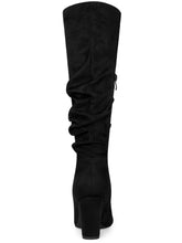 Load image into Gallery viewer, Black Slouchy Pointy Toe Knee High Boots