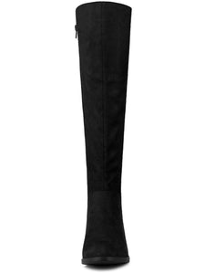 Black Suede Knee High Side Zipper Boots