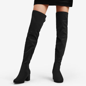 Black Style For Fall Stretch Over The Knee Boots