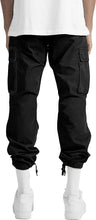 Load image into Gallery viewer, Black Men&#39;s Cargo Pocket Casual Pants