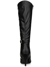 Load image into Gallery viewer, Black Sleek Gold Zipper Knee High Boots