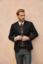 Load image into Gallery viewer, Men&#39;s Black Faux Leather Suede Blazer Jacket