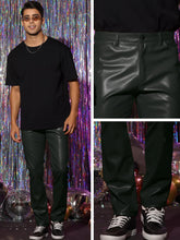 Load image into Gallery viewer, Men&#39;s Black Stylish Faux Leather Pants