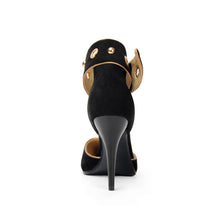 Load image into Gallery viewer, Black Designer Style Faux Suede Heels