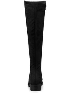 Black Suede Knee High Side Zipper Boots