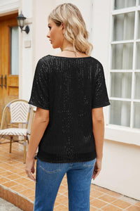 Black Glitter Sparkle Sequin Off Shoulder Top