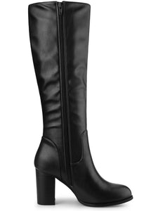Black Pretty Girl Knee High Faux Leather Boots