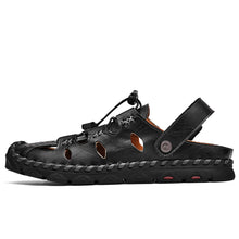 Load image into Gallery viewer, Black Men&#39;s Leather Closed Toe Outdoor Sandals