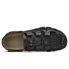 Load image into Gallery viewer, Black Men&#39;s Leather Closed Toe Outdoor Sandals