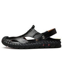Load image into Gallery viewer, Men&#39;s Braided Black Leather Anti-Slip Outdoor Sandals