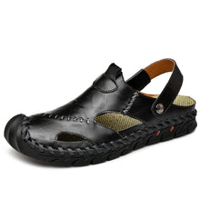Load image into Gallery viewer, Men&#39;s Braided Black Leather Anti-Slip Outdoor Sandals