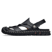 Load image into Gallery viewer, Black Men&#39;s Leather Closed Toe Outdoor Sandals