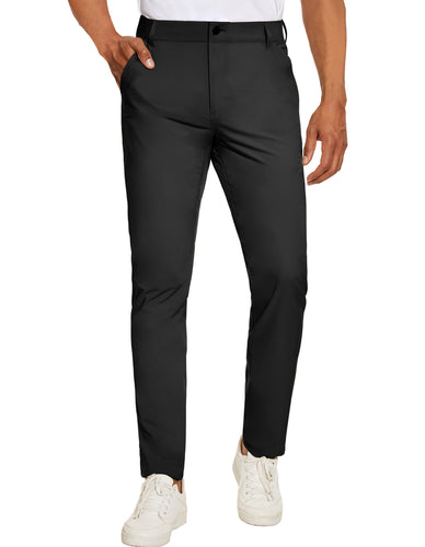 Men's Black Flat Front Stretch Slim Fit Pants