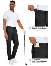 Load image into Gallery viewer, Men&#39;s Black Flat Front Stretch Slim Fit Pants