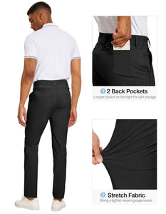 Men's Black Flat Front Stretch Slim Fit Pants