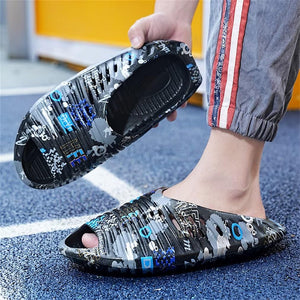 Black Men's Modern Beach Summer Slide Sandals