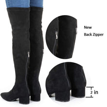 Load image into Gallery viewer, Thigh High Suede Black Over The Knee Stretch Boot