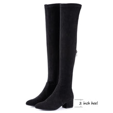 Load image into Gallery viewer, Thigh High Suede Black Over The Knee Stretch Boot