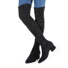 Load image into Gallery viewer, Thigh High Suede Black Over The Knee Stretch Boot