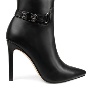 Black Matte Working Girl Stiletto Faux Leather Boots