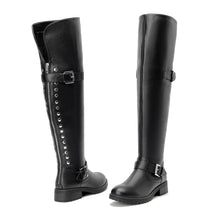 Load image into Gallery viewer, Black Faux Leather Wide Calf Stylish Over The Knee Boots