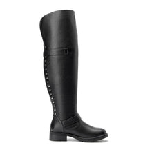 Load image into Gallery viewer, Black Faux Leather Wide Calf Stylish Over The Knee Boots