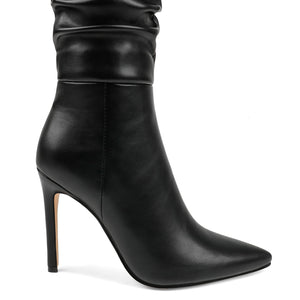 Black Slouchy Working Girl Stiletto Faux Leather Boots