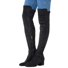 Load image into Gallery viewer, Black Thigh High Suede Over The Knee Stretch Boot