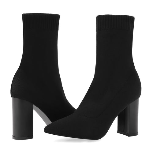 Black/Q colour Clear Heel Sock Style Ankle Boots