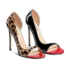 Load image into Gallery viewer, Black and Red High Heel Pointy Heel Pumps