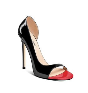 Black and Red High Heel Pointy Heel Pumps
