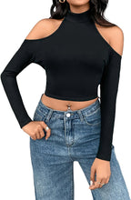 Load image into Gallery viewer, Knit White Cut Out Long Sleeve Crop Top