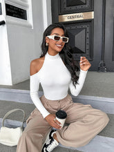 Load image into Gallery viewer, Knit White Cut Out Long Sleeve Crop Top