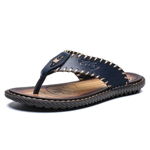 Crafted Blue Men's Leather Flip Flop Sandals