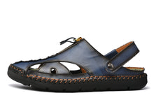 Load image into Gallery viewer, Blue Men&#39;s Leather Closed Toe Outdoor Sandals