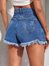 Load image into Gallery viewer, Blue Distressed Blue Denim Mini Skirt