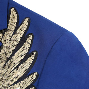 Men's Blue Sequin Wings Costume Performance Blazer