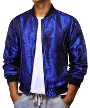 Load image into Gallery viewer, Blue Paisley Men&#39;s Designer Style Printed Bomber Jacket