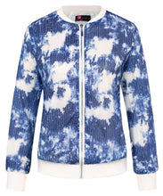 Load image into Gallery viewer, Blue White Sequin Embellished Bomber Long Sleeve Jacket