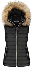 Load image into Gallery viewer, Warm Stylish Faux Fur Navy Blue Puffer Zippered Sleeveless Vest