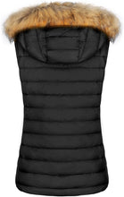Load image into Gallery viewer, Warm Stylish Faux Fur Black Puffer Zippered Sleeveless Vest