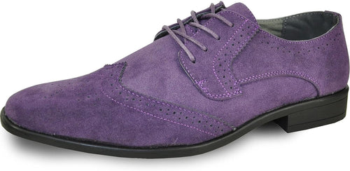 Men's Purple Oxford Suede Wingtip Leather Dress Shoes