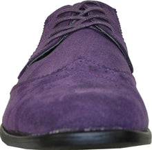 Load image into Gallery viewer, Men&#39;s Purple Oxford Suede Wingtip Leather Dress Shoes