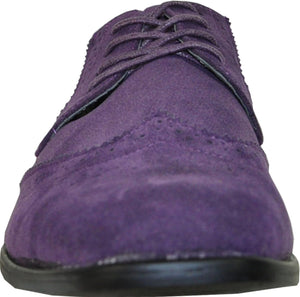 Men's Purple Oxford Suede Wingtip Leather Dress Shoes