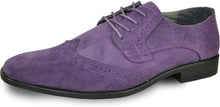 Load image into Gallery viewer, Men&#39;s Purple Oxford Suede Wingtip Leather Dress Shoes