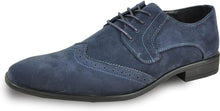 Load image into Gallery viewer, Men&#39;s Blue Oxford Suede Wingtip Leather Dress Shoes
